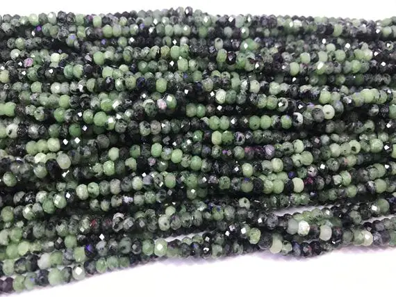 Genuine Faceted Ruby Zoisite 2x4mm Rondelle Cut Natural Loose Gemstone Gradea Beads 15 Inch Jewelry Bracelet Necklace Material Supply