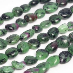 Shop Ruby Zoisite Chip & Nugget Beads! Genuine Natural Green and Black Ruby Zoisite Loose Beads Grade AA Pebble Nugget Shape 8-10mm | Natural genuine chip Ruby Zoisite beads for beading and jewelry making.  #jewelry #beads #beadedjewelry #diyjewelry #jewelrymaking #beadstore #beading #affiliate #ad