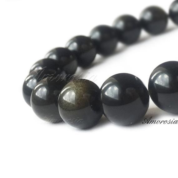 Golden Obsidian Bracelet - Obsidian Bracelet - Protection Bracelet - Sheen Obsidian - Grounding Mala - Stone Bracelet - Beaded Bracelet