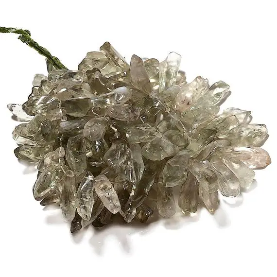 Raw Green Amethyst Beads, Natural Gemstones, Rough Amethyst Beads, 23mm To 28mm Beads, 14 Inch Strand, Sku-aa80