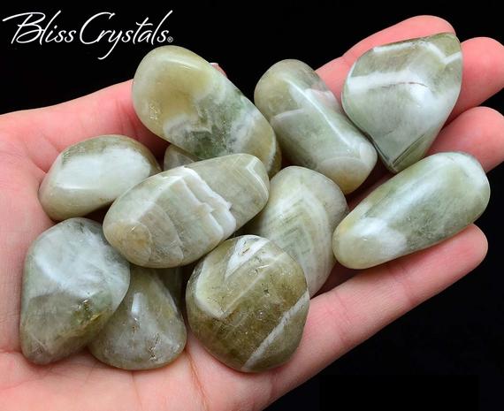 1 Large Prasiolite Tumbled Stone Aka Amegreen Green Amethyst Tumbled Stone Quartz #pt22