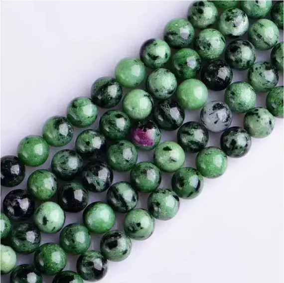Natural Green Ruby Zoisite Round Loose Diy Gemstone Beads  16'' 6mm 8mm 10mm 12mm