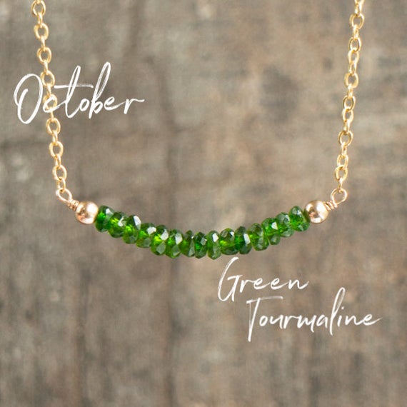 Green Tourmaline Necklace, October Birthstone Necklaces For Women, Gifts For Her