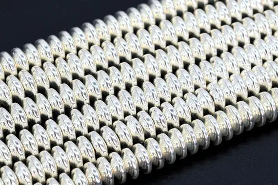 Shiny White Gold Tone Hematite Loose Beads Rondelle Shape 6x1.5mm 8x3mm 10x3mm