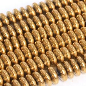 Shop Hematite Rondelle Beads! Gold Hematite Loose Beads Rondelle Shape 8x3mm | Natural genuine rondelle Hematite beads for beading and jewelry making.  #jewelry #beads #beadedjewelry #diyjewelry #jewelrymaking #beadstore #beading #affiliate #ad