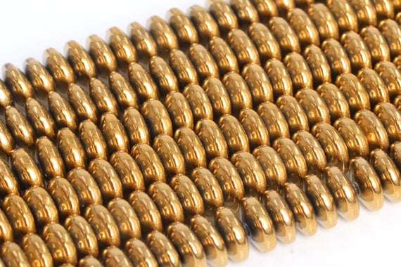Gold Hematite Loose Beads Rondelle Shape 8x3mm