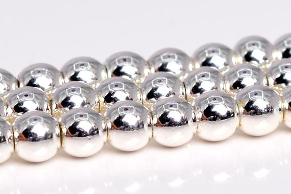 18k White Gold Tone Hematite Beads Grade Aaa Gemstone Round Loose Beads 2mm 4mm 6mm 8mm 10mm 12mm Bulk Lot Options