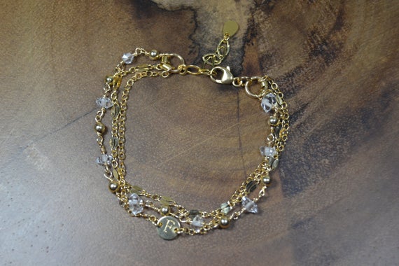 Herkimer Diamond Multi-strand Bracelet // April Birthstone // Gold Fill, Sterling Silver // 10th Anniversary // Mothers Day, Wedding Jewelry