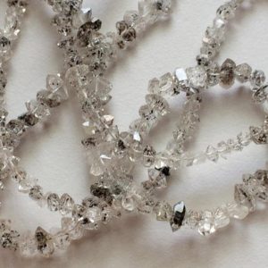 Shop Herkimer Diamond Beads! 6-6.5mm Herkimer Diamond Quartz Beads, Raw Diamond Quartz Nugget, Center Side Drilled Rough Diamond Quartz For Jewelry (4IN To16IN) – AS5012 | Natural genuine chip Herkimer Diamond beads for beading and jewelry making.  #jewelry #beads #beadedjewelry #diyjewelry #jewelrymaking #beadstore #beading #affiliate #ad