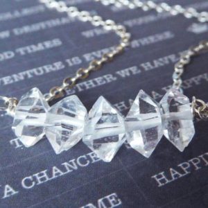 Shop Herkimer Diamond Necklaces! Herkimer Diamond Beads Nuggets Crystals Diamond – Bar Necklace Pendant – Gemstone Jewelry – april birthstone jewelry healing crystal hj solo | Natural genuine Herkimer Diamond necklaces. Buy crystal jewelry, handmade handcrafted artisan jewelry for women.  Unique handmade gift ideas. #jewelry #beadednecklaces #beadedjewelry #gift #shopping #handmadejewelry #fashion #style #product #necklaces #affiliate #ad