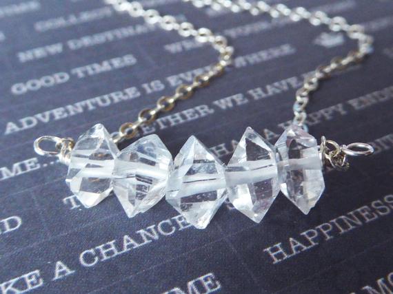 Herkimer Diamond Beads Nuggets Crystals Diamond - Bar Necklace Pendant - Gemstone Jewelry - April Birthstone Jewelry Healing Crystal Hj Solo