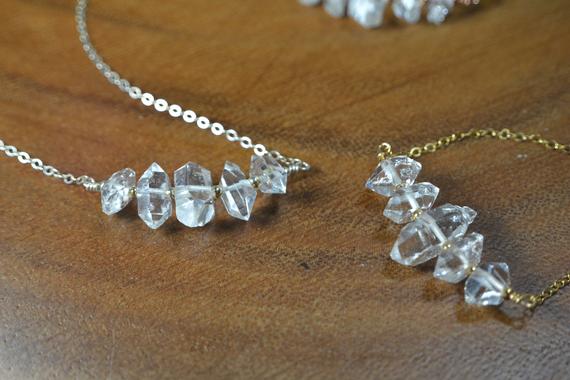 Herkimer Diamond Statement Necklace // Sterling Silver, 14k Gold Fill, 14k Rose Gold Fill // April Birthstone Jewelry // Boho Chic Jewelry
