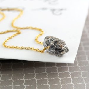 Diamond Necklace, Nugget Necklace, Gold Necklace, Birthstone Necklace, Small Pendant, Thin Gold Chain, Embers Jewelry, Herkimer Diamond | Natural genuine Herkimer Diamond pendants. Buy crystal jewelry, handmade handcrafted artisan jewelry for women.  Unique handmade gift ideas. #jewelry #beadedpendants #beadedjewelry #gift #shopping #handmadejewelry #fashion #style #product #pendants #affiliate #ad