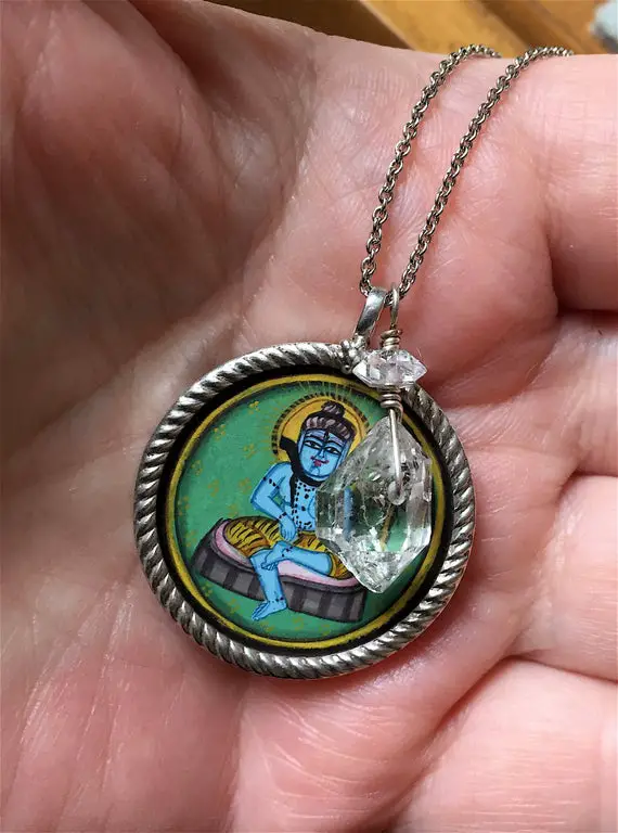 Shiva Talisman, Shiva Necklace, Shiva Pendant, Herkimer Diamond Necklace, Hindu Necklace, Energy Necklace
