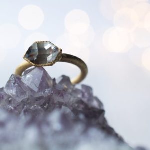 Shop Herkimer Diamond Rings! SALE Gold raw crystal ring | Herkimer diamond ring | Electroformed crystal ring | Crystal quartz ring | Gold quartz crystal statement ring | Natural genuine Herkimer Diamond rings, simple unique handcrafted gemstone rings. #rings #jewelry #shopping #gift #handmade #fashion #style #affiliate #ad