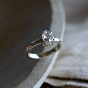 Shop Herkimer Diamond Rings! Lia Herkimer Diamond Ring, 925 Sterling silver ring, Gemstone ring, Birthday Gift, Anniversary Gift, Promise ring, Stackable ring | Natural genuine Herkimer Diamond rings, simple unique handcrafted gemstone rings. #rings #jewelry #shopping #gift #handmade #fashion #style #affiliate #ad