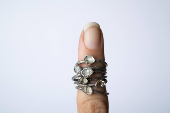 Raw Crystal Ring | Herkimer Diamond Ring | Electroformed Crystal Ring | Crystal Quartz Ring | Rock Quartz Crystal Statement Ring