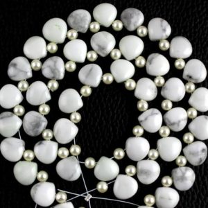 Shop Howlite Bead Shapes! 1 Strand Natural Howlite Briolette Beads,9 mm beads,Gemstone Heart Shape,Howlite,White color,briolette beads,21 Pieces,Smooth,Wholesale Rate | Natural genuine other-shape Howlite beads for beading and jewelry making.  #jewelry #beads #beadedjewelry #diyjewelry #jewelrymaking #beadstore #beading #affiliate #ad
