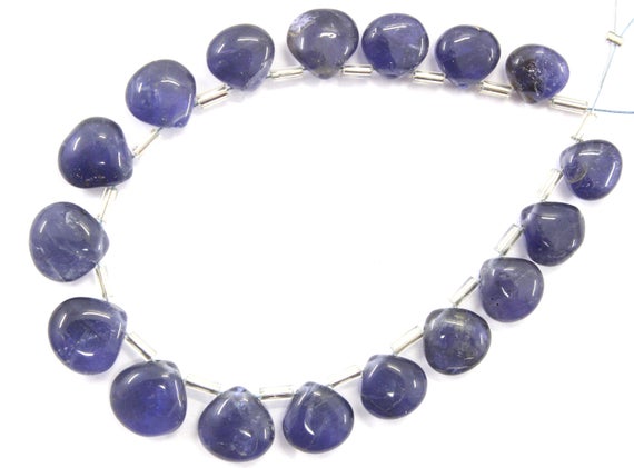 17 Pieces Natural Iolite Gemstone,smooth Heart Shape Iolite Briolette Beads,size 9-11 Mm Blue Iolite Smooth Heart Making Jewelry Wholesale