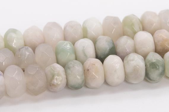 6x4mm Milky Green Jade Beads Grade Aaa Genuine Natural Gemstone Faceted Rondelle Loose Beads 15" /  7.5" Bulk Lot Options (110580)