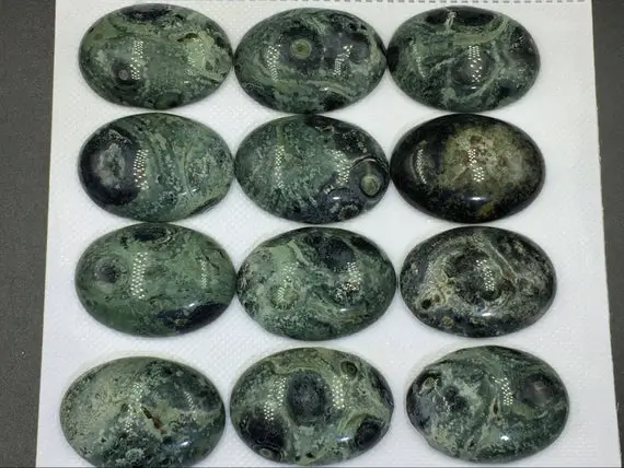 2pcs 22x30mm Kambaba Jasper Cabochon Large Oval Cabochon Natural Green Gemstone Cabochon Kambaba Cabochon Designer Cabochon Cabs Gc