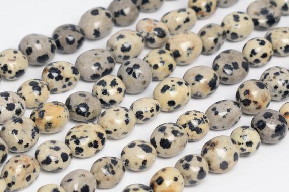 Genuine Natural Dalmatian Jasper Loose Beads Pebble Nugget Shape 8-10mm