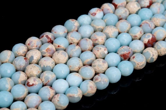 Icy Blue Imperial Jasper Loose Beads Micro Faceted Round Shape 6mm 7-8mm 9mm