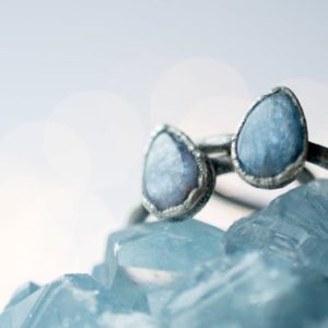 Oxidized Silver Kyanite ring | Blue Kyanite ring | Electroformed Kyanite ring | Kyanite mineral ring | Kyanite healing crystal jewelry | Natural genuine Kyanite rings, simple unique handcrafted gemstone rings. #rings #jewelry #shopping #gift #handmade #fashion #style #affiliate #ad