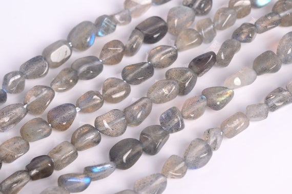 Genuine Natural Light Gray Labradorite Loose Beads Madagascar Grade Aa Pebble Nugget Shape 7-9mm