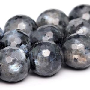 Shop Faceted Gemstone Beads! Black Labradorite Larvikite Beads Grade A Genuine Natural Gemstone Micro Faceted Round Loose Beads 6MM 8MM 10MM 12MM Bulk Lot Options | Natural genuine faceted Gemstone beads for beading and jewelry making.  #jewelry #beads #beadedjewelry #diyjewelry #jewelrymaking #beadstore #beading #affiliate #ad