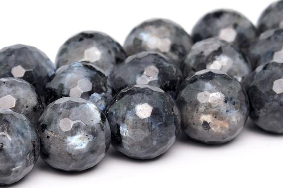 Black Labradorite Larvikite Beads Grade A Genuine Natural Gemstone Micro Faceted Round Loose Beads 6mm 8mm 10mm 12mm Bulk Lot Options