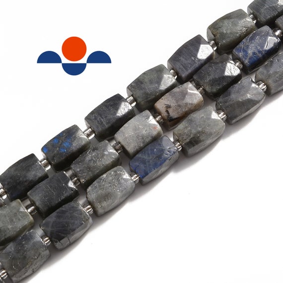 Labradorite Faceted Rectangle Cylinder Drum Barrel Beads 12x16mm 15.5" Strand
