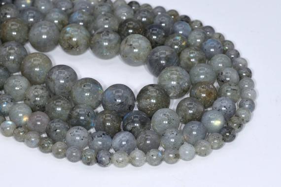 Genuine Natural Light Gray Labradorite Loose Beads Grade A Round Shape 6mm 8mm 10mm 12mm