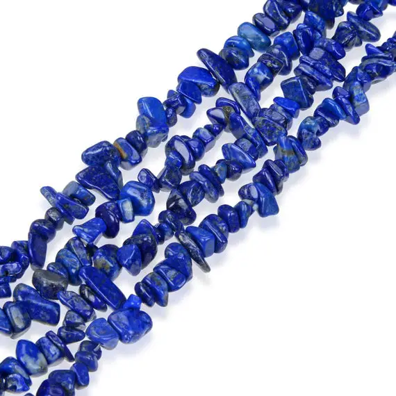 1 Strand/33" Top Quality Natural Blue Lapis Lazuli Healing Gemstone Smooth Free-form Stone Chip Beads For Earrings Bracelet Jewelry Making