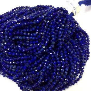 Shop Lapis Lazuli Faceted Beads! 10 Strand Natural Lapis Lazuli Faceted Rondelle Beads 3.5mm Lapis Gemstone Beads Micro Cut Lapis Strand Superb Quality | Natural genuine faceted Lapis Lazuli beads for beading and jewelry making.  #jewelry #beads #beadedjewelry #diyjewelry #jewelrymaking #beadstore #beading #affiliate #ad