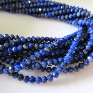 Shop Lapis Lazuli Faceted Beads! 3mm Natural Lapis lazuli Faceted Round Rondelles Beads, Excellent Uniform Cut, 13 Inch Strand, GDS507 | Natural genuine faceted Lapis Lazuli beads for beading and jewelry making.  #jewelry #beads #beadedjewelry #diyjewelry #jewelrymaking #beadstore #beading #affiliate #ad