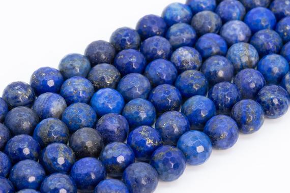 Natural Lapis Lazuli Loose Beads Grade A Micro Faceted Round Shape 6mm 8mm 10mm