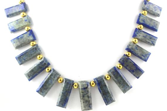 1 Strand Natural Lapis Lazuli Rectangle Shape Faceted 9x19-10x26mm Beads 8" Long,lapis Beads,lapis Lazuli,faceted Rectangle Beads,(15 Pcs)