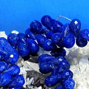 Shop Lapis Lazuli Bead Shapes! Afghan Indigo Blue Lapis Lazuli Faceted Drop Beads With Pyrite, Natural Lapis Lazuli, Faceted Pear Shape, 10 In. Full Strand, Royal Blue | Natural genuine other-shape Lapis Lazuli beads for beading and jewelry making.  #jewelry #beads #beadedjewelry #diyjewelry #jewelrymaking #beadstore #beading #affiliate #ad