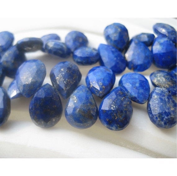 8x10-9x15mm  Lapis Lazuli Faceted Pear Shaped Briolettes, Liaps Lazuli Faceted Pear Beads, Lapis Lazuli For Jewelry (10pcs To 40 Pcs Option)