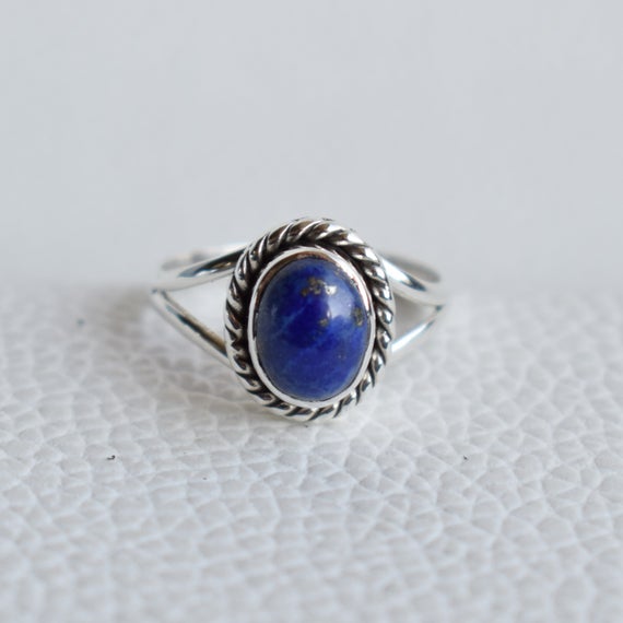 Natural Lapis Lazuli Ring, Handmade Ring, 925 Sterling Silver Ring, Oval Lapis Lazuli Ring, Gift For Her, Taurus Birthstone, Promise Ring