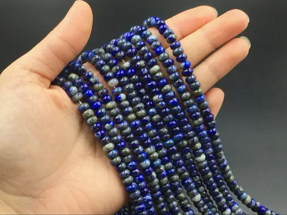 Blue Lapis Rondelle Beads Lapis Lazuli Spacer Beads 4x6mm Natural Lapis Beads Beading Supplies Jewelry Beads 15.5"/strand