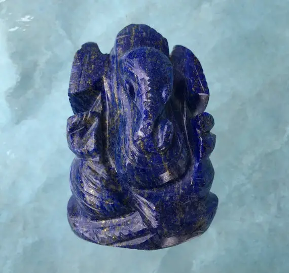Lapis Lazuli Crystal Ganesha - Lord Ganesh Statue, Crystal Carving, Home Decor, Healing Crystals And Stones