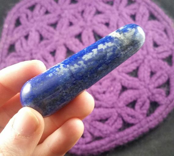 Lapis Lazuli Wand Crystal High Quality Dark Bright Blue Pyrite Gold Polished Tapered Rounded Ends Altar Tool Massage Wand