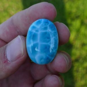 Shop Larimar Stones & Crystals! High Grade Natural Larimar Gemstone Cabochon, Oval Larimar Cab AAA grade | Natural genuine stones & crystals in various shapes & sizes. Buy raw cut, tumbled, or polished gemstones for making jewelry or crystal healing energy vibration raising reiki stones. #crystals #gemstones #crystalhealing #crystalsandgemstones #energyhealing #affiliate #ad