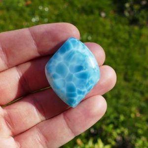 Shop Larimar Cabochons! Natural Blue Larimar Drop Gemstone Cabochon | Natural genuine stones & crystals in various shapes & sizes. Buy raw cut, tumbled, or polished gemstones for making jewelry or crystal healing energy vibration raising reiki stones. #crystals #gemstones #crystalhealing #crystalsandgemstones #energyhealing #affiliate #ad