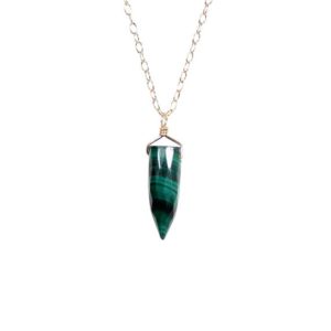 Shop Malachite Necklaces! Malachite necklace necklace, crystal spike necklace, green stone necklace, triangle necklace, healing necklace, dainty point necklace | Natural genuine Malachite necklaces. Buy crystal jewelry, handmade handcrafted artisan jewelry for women.  Unique handmade gift ideas. #jewelry #beadednecklaces #beadedjewelry #gift #shopping #handmadejewelry #fashion #style #product #necklaces #affiliate #ad