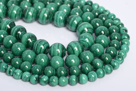 Genuine Natural Green Malachite Loose Beads Grade Aaa Round Shape 6mm 7-8mm 10mm 12mm