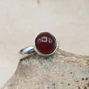 Shop Carnelian Rings! Minimalist Carnelian ring. 925 sterling silver rings for women. Reiki jewelry uk. Red July birthstone. 17th anniversary. Adjustable ring | Natural genuine Carnelian rings, simple unique handcrafted gemstone rings. #rings #jewelry #shopping #gift #handmade #fashion #style #affiliate #ad