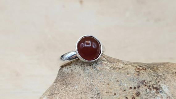 Minimalist Carnelian Ring. 925 Sterling Silver Rings For Women. Reiki Jewelry Uk. Red July Birthstone. 17th Anniversary. Adjustable Ring